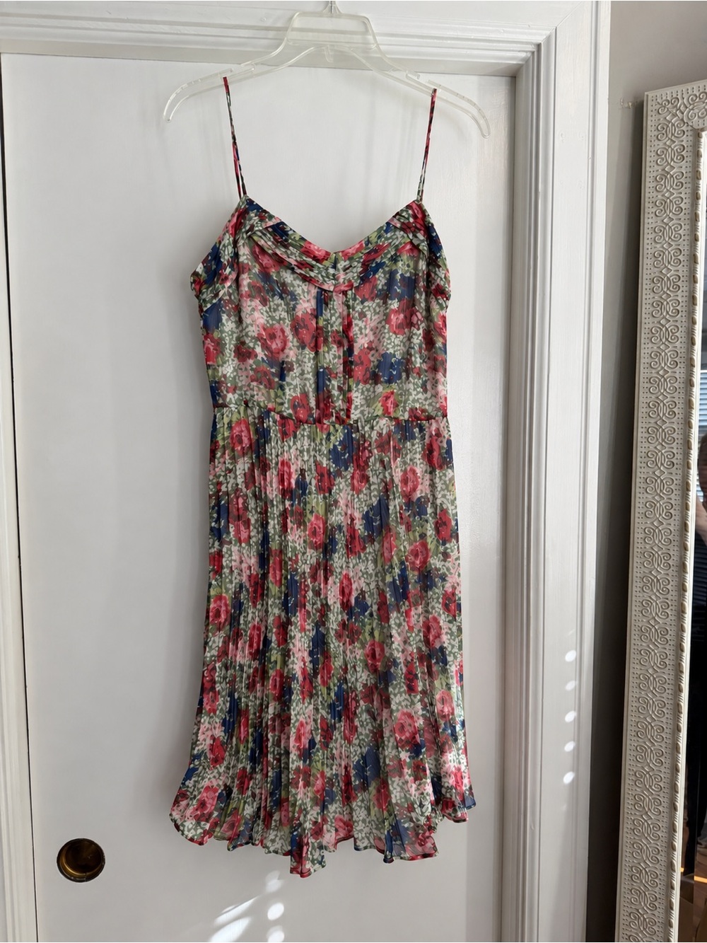 Daniel Cremieux Floral Spaghetti-Strap Dress in Pink Blue Green, Size 4